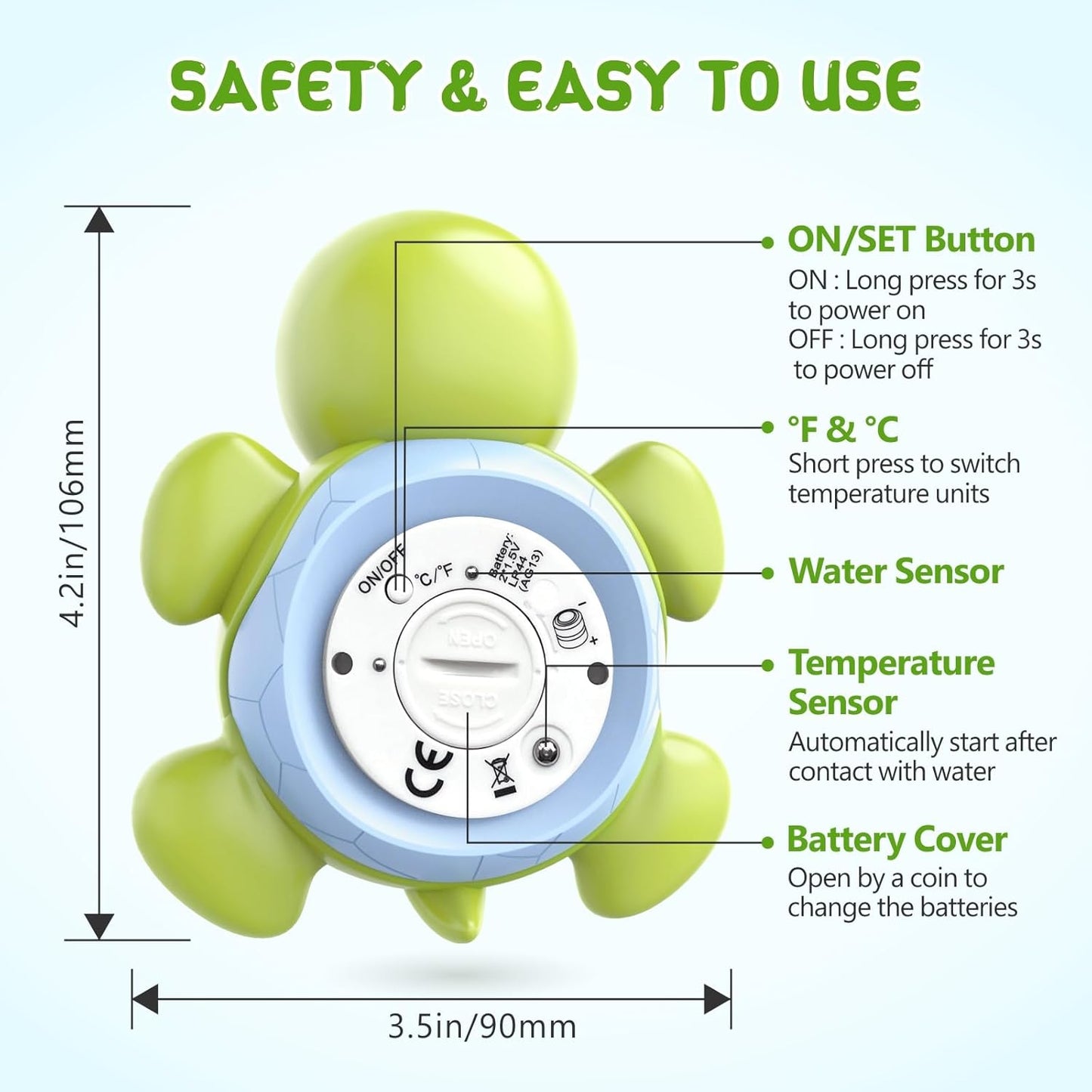 Accurate Baby Bath Digital Thermometer with Color Alert