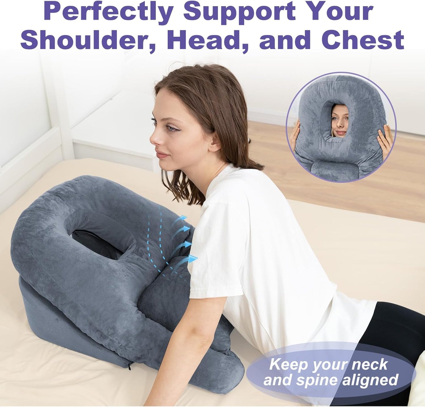 Contour Support Pillow for Stomach Sleepers After Surgery