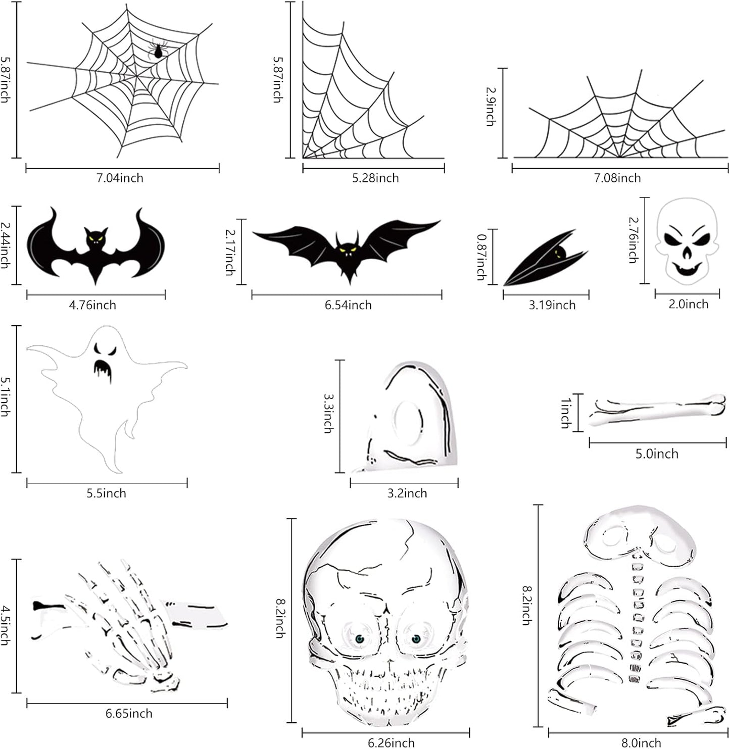 Spooky Halloween Window Stickers - 140PCS Removable Clings