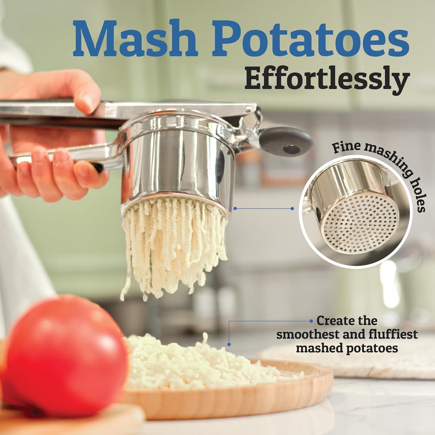 Heavy Duty Stainless Steel Masher for Potatoes and Vegetables