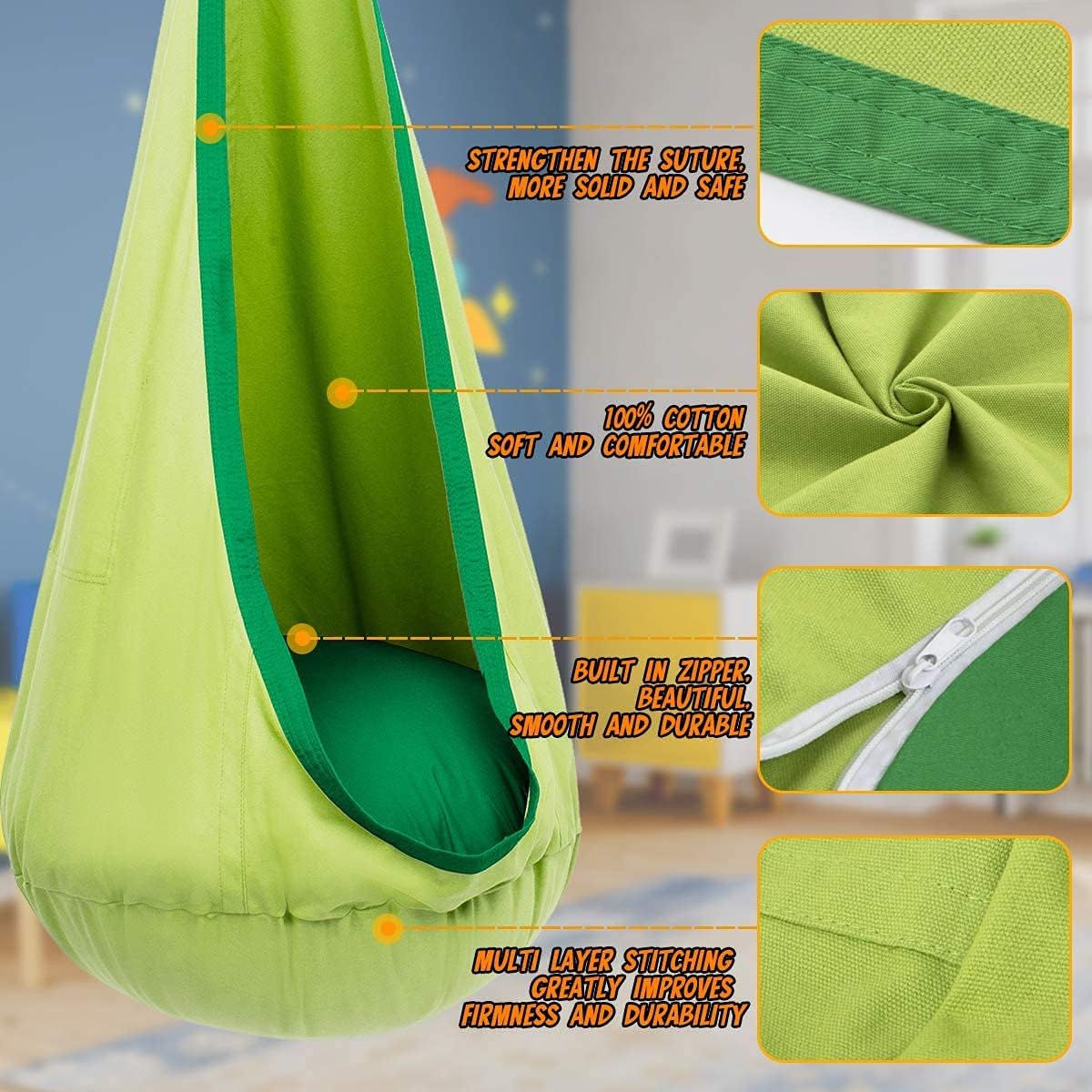 Comfy Hanging Chair with Soft Cushion