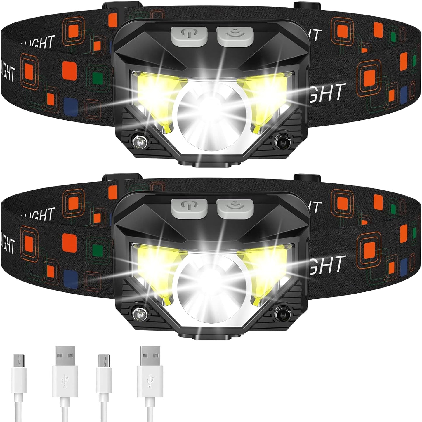Bright 2-Pack Rechargeable LED Headlights Waterproof - Befez