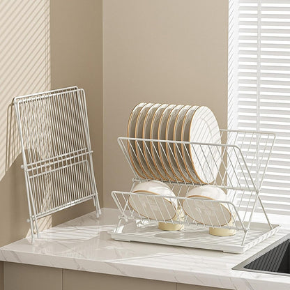 Space Saving 2 Tier Dish Rack with Removable Tray
