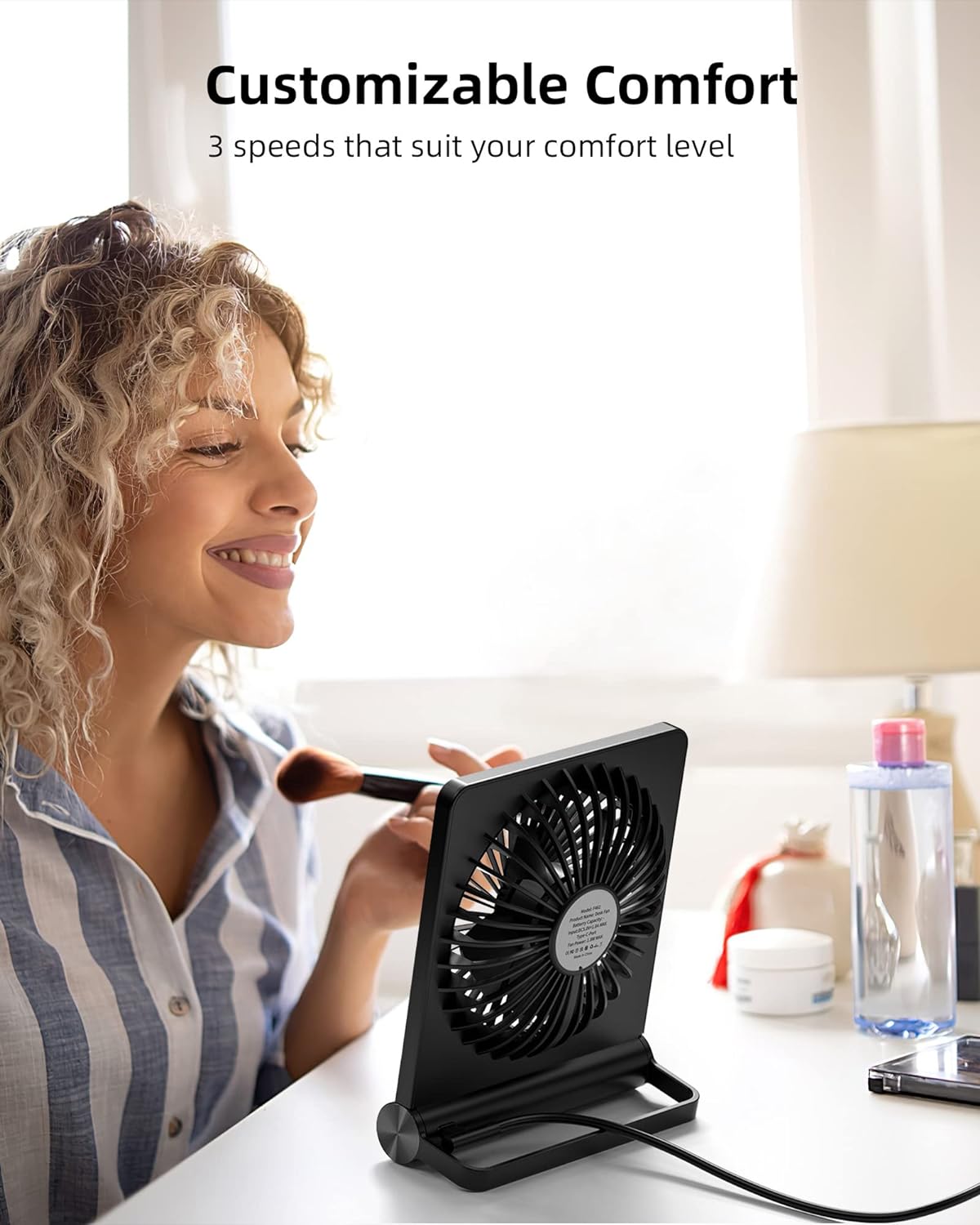 Compact Powerful Low Noise Desk Fan