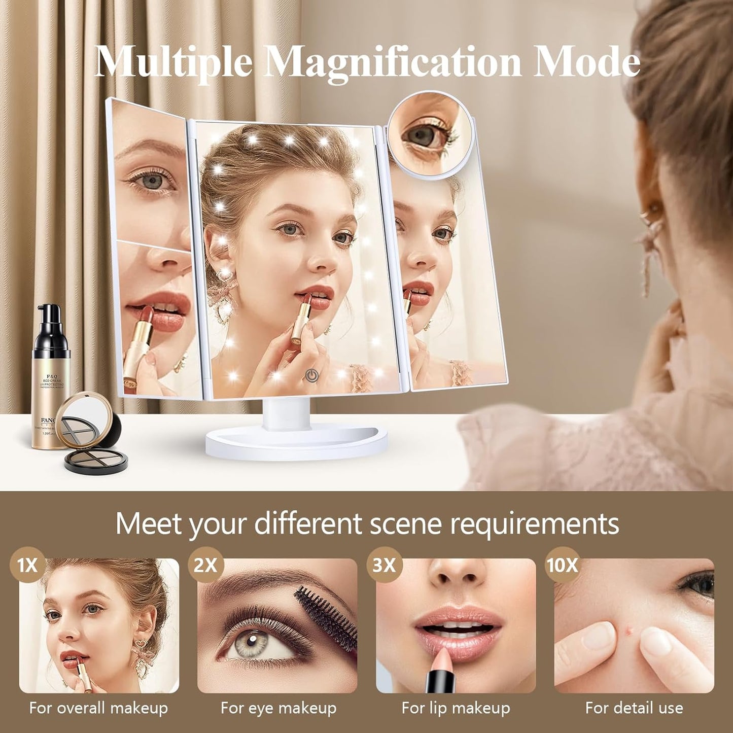 Portable LED Folding Vanity Mirror