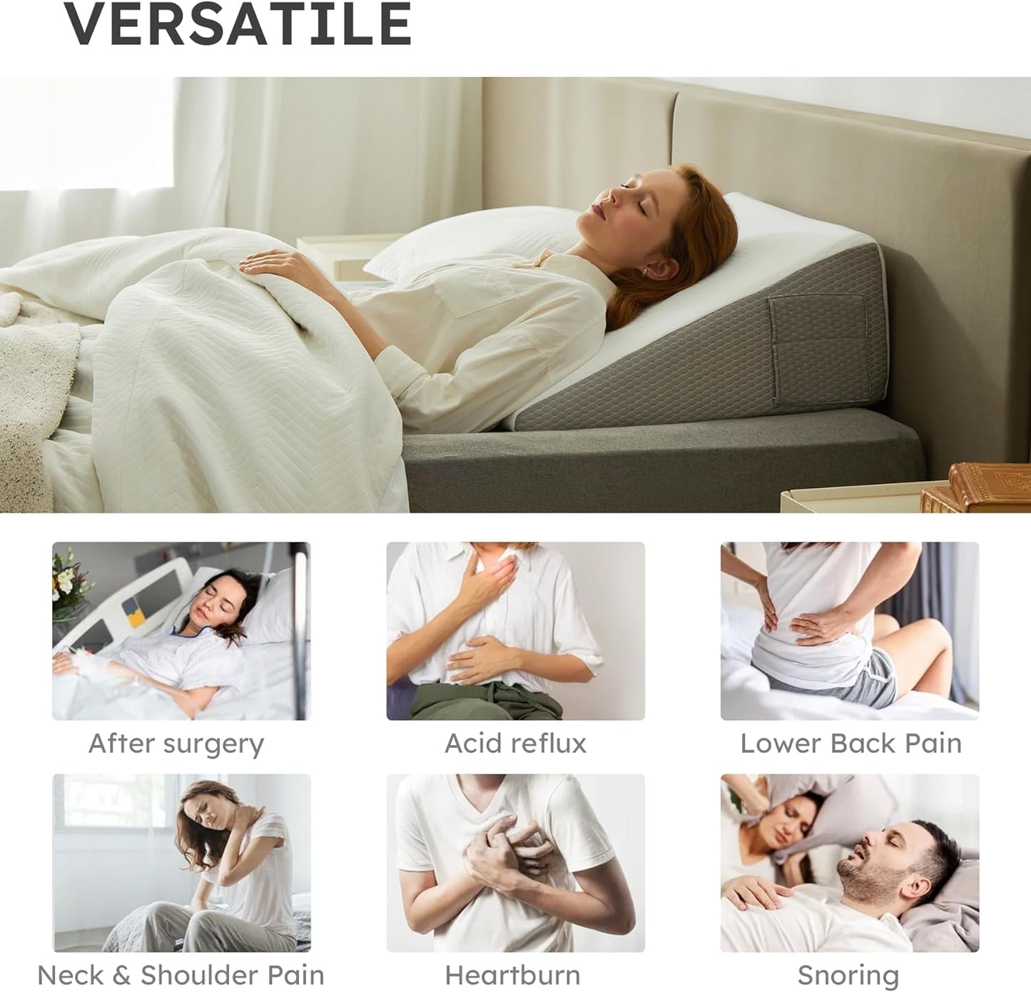 Comfortable Cooling Wedge Pillow for Back Pain Relief