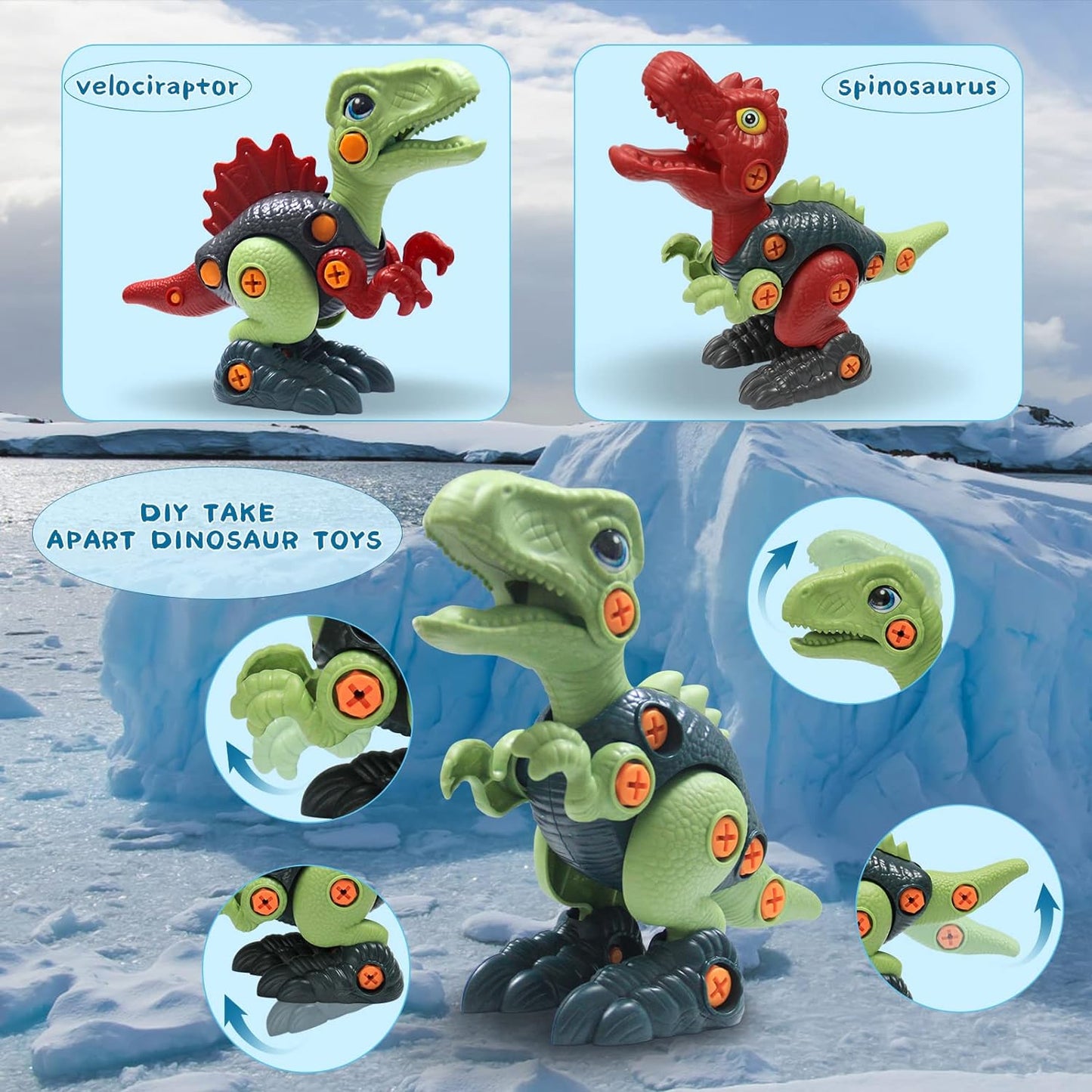 Colorful Kids Dinosaur Building Toy Set