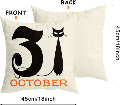 Spooky Halloween Pillow Covers - Spider Web, Cat, Skull Decorative Cases