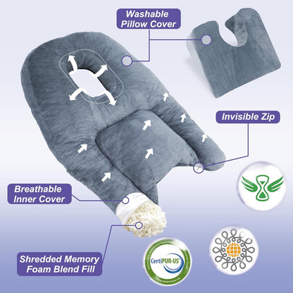 Contour Support Pillow for Stomach Sleepers After Surgery