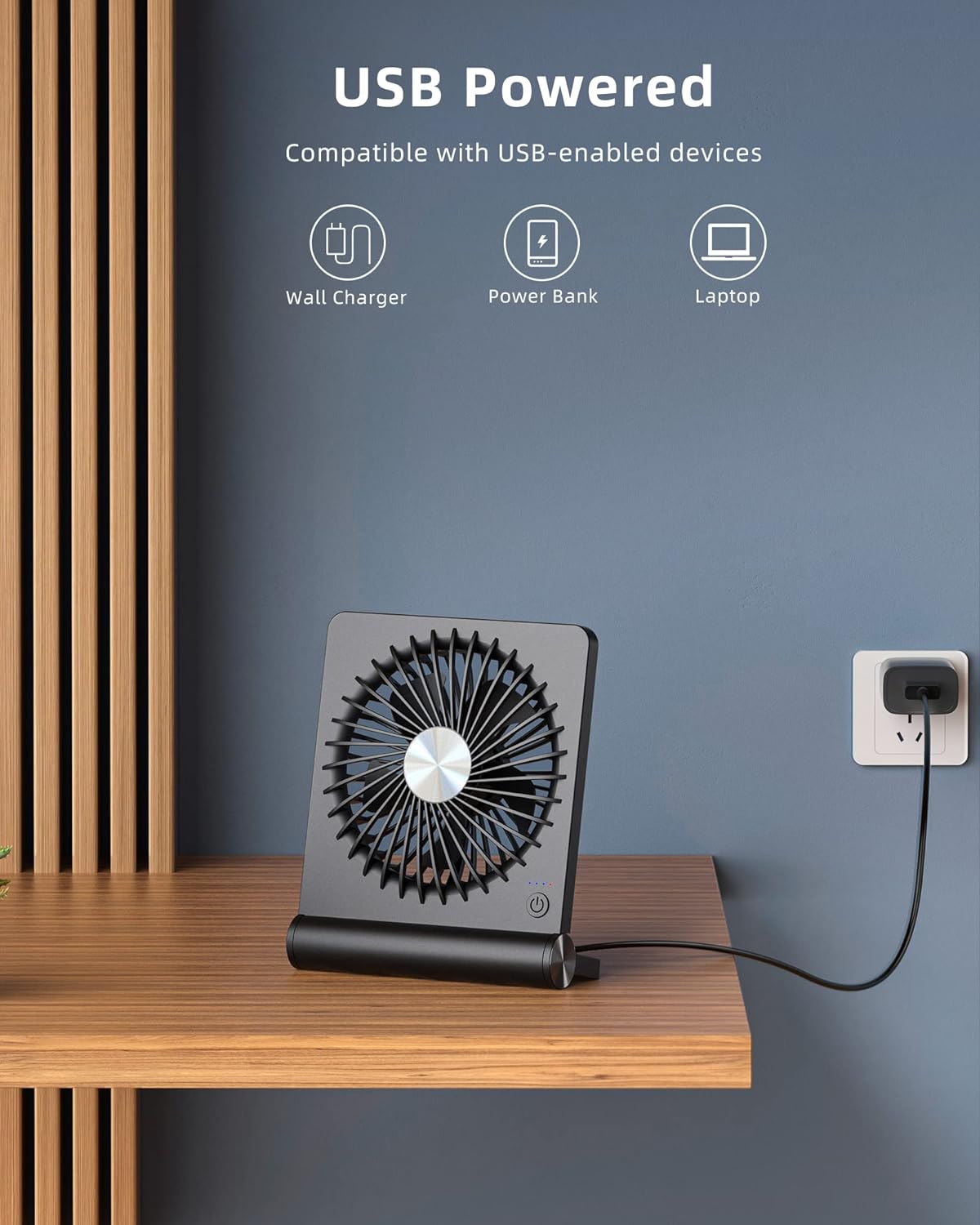 Compact Powerful Low Noise Desk Fan
