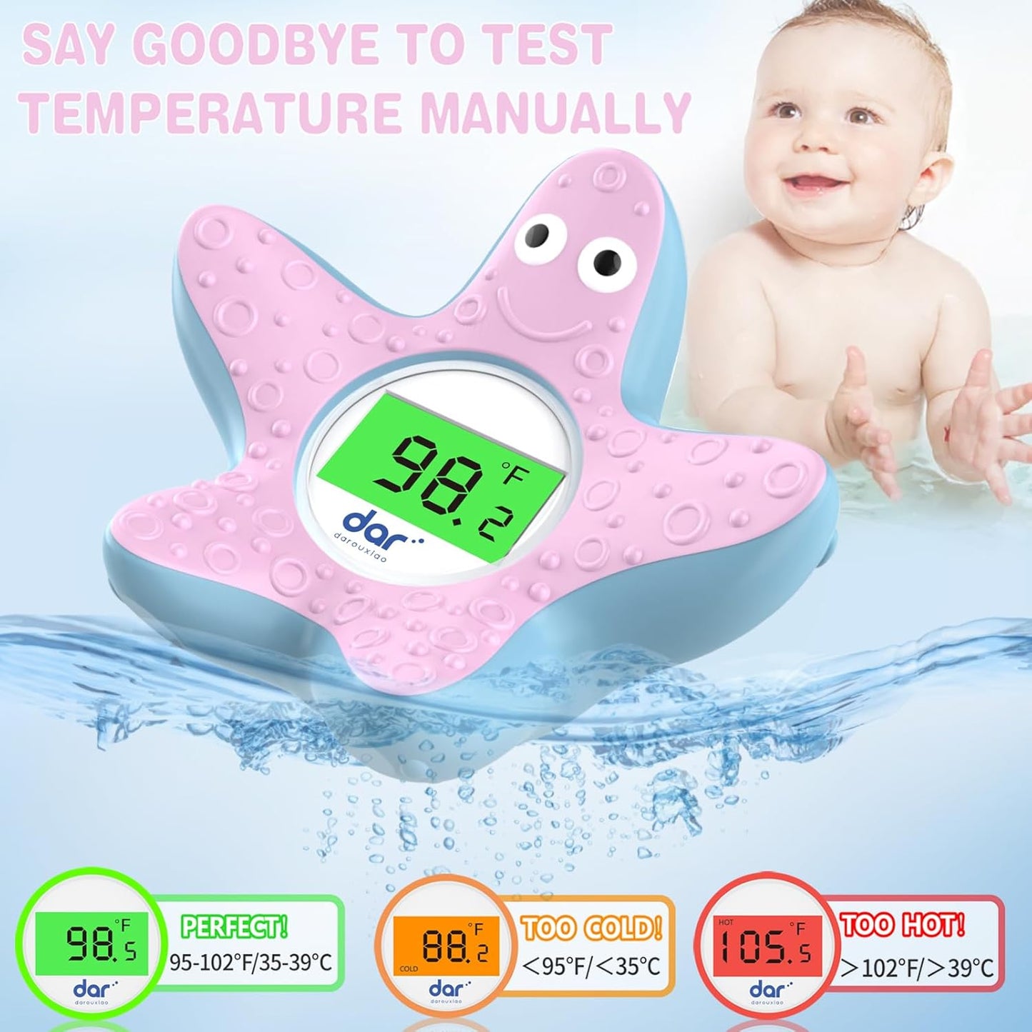 Accurate Baby Bath Digital Thermometer with Color Alert