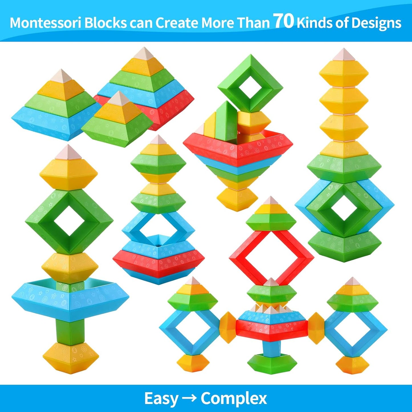 Colorful Wooden Building Blocks for Kids Learning