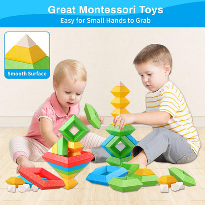 Colorful Wooden Building Blocks for Kids Learning
