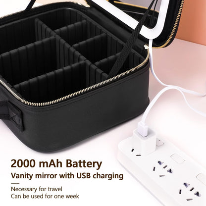 Travel Makeup Case with LED Light and Mirror