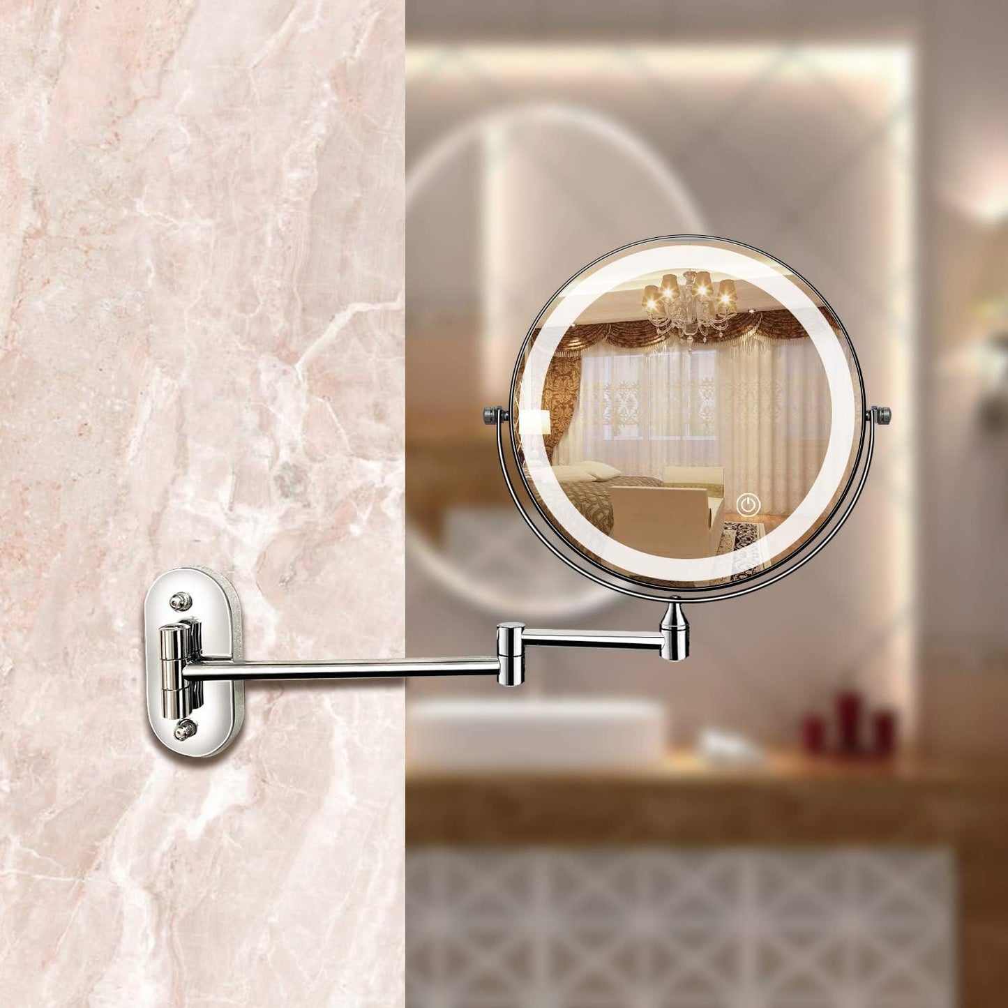Compact Rechargeable LED Makeup Mirror with 10x Zoom