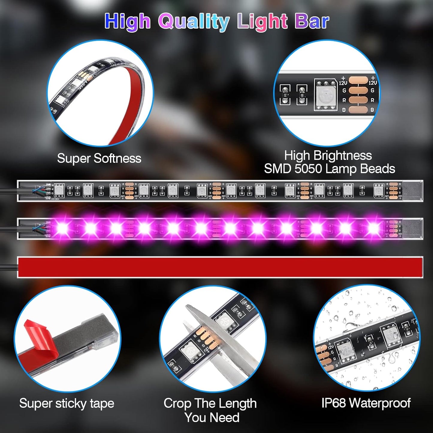 Bright Motorcycle LED Light Kit with Turn Signals