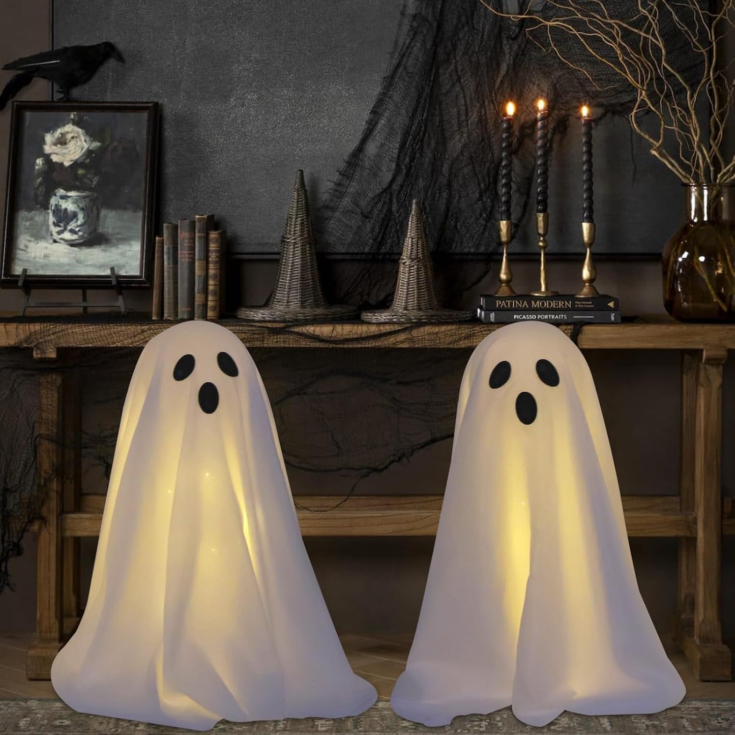 Scary Ghost Halloween Decor String Lights Battery Powered