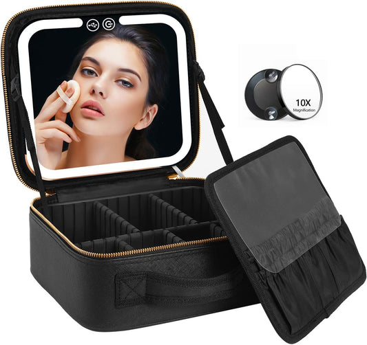 Travel Makeup Case with LED Light and Mirror - Befez