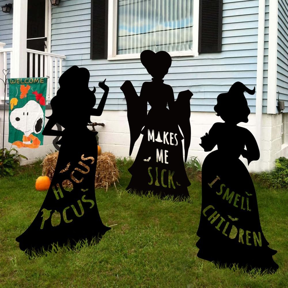 Spooky Witch Sisters Outdoor Halloween Decor Set