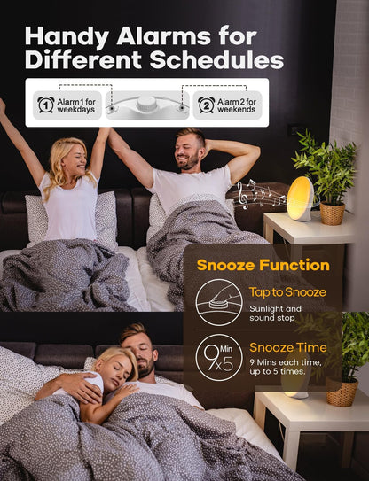 Smart Wake Up Light Alarm Clock with Sunrise Simulation