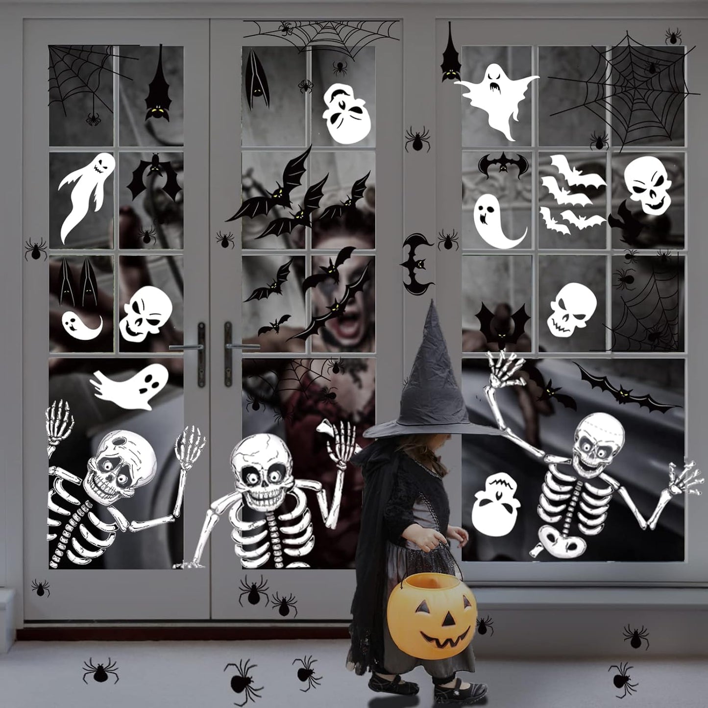 Spooky Halloween Window Stickers - 140PCS Removable Clings