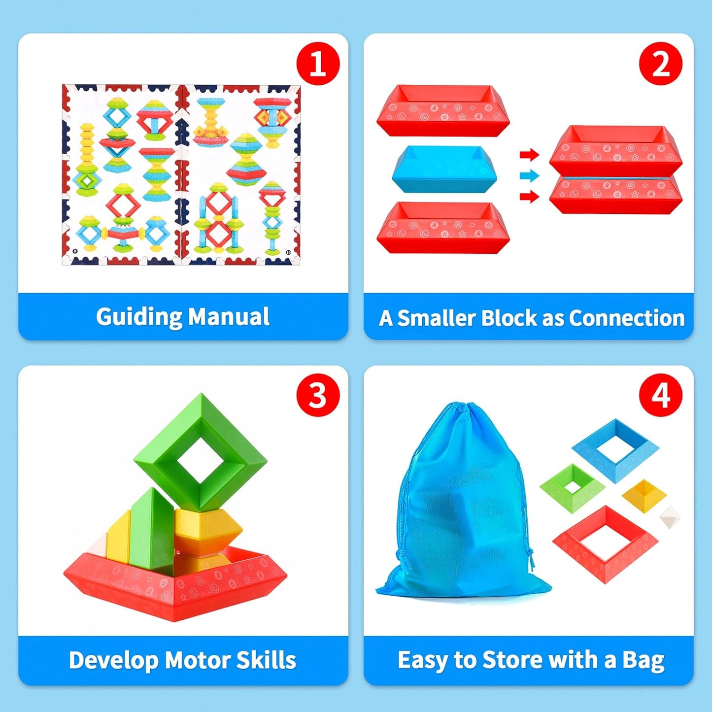 Colorful Wooden Building Blocks for Kids Learning