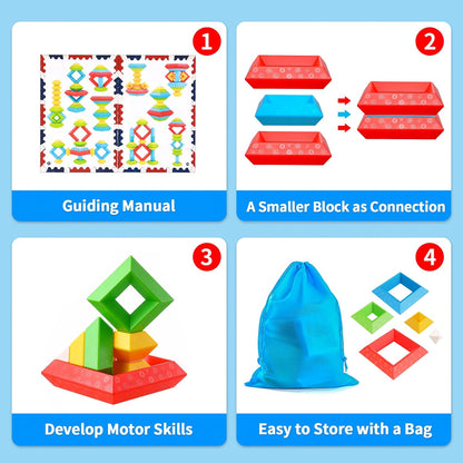 Colorful Wooden Building Blocks for Kids Learning