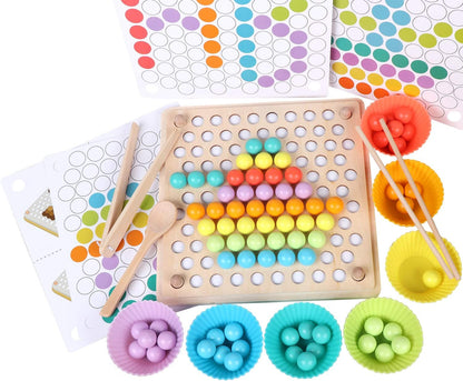 Wooden Bead Board Toy with Tweezers for Kids Learning - Befez