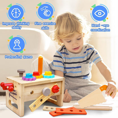 Kids Wooden Toy Toolbox Set