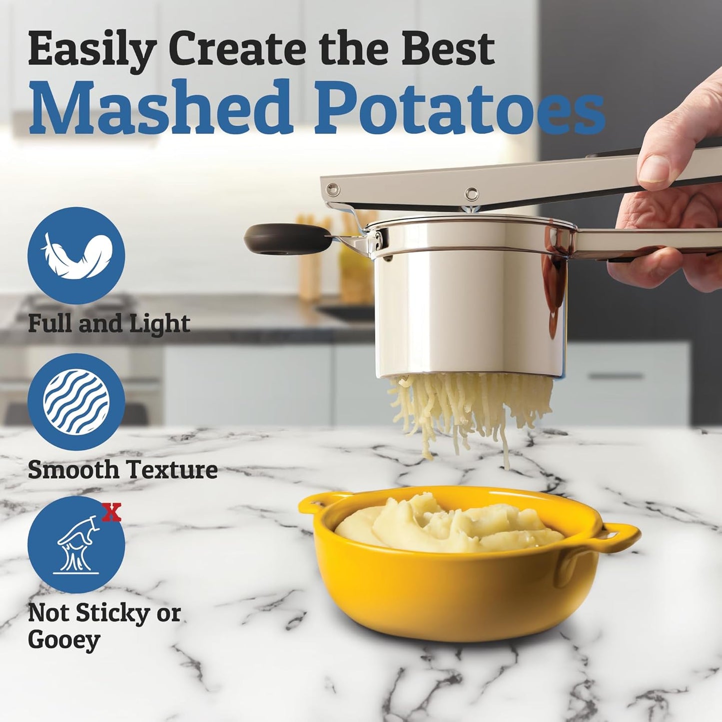 Heavy Duty Stainless Steel Masher for Potatoes and Vegetables