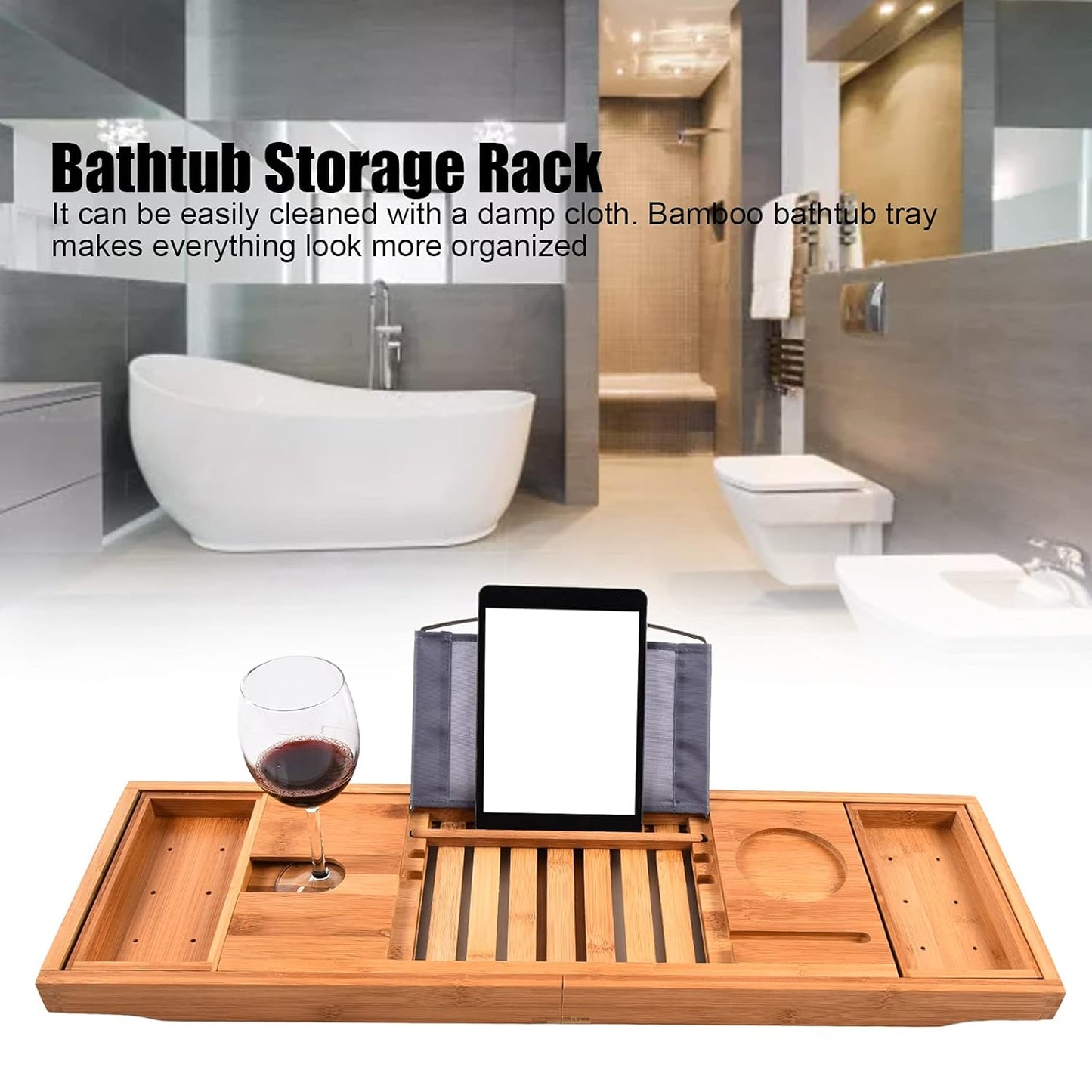 Luxury Wooden Adjustable Bath Tub Caddy