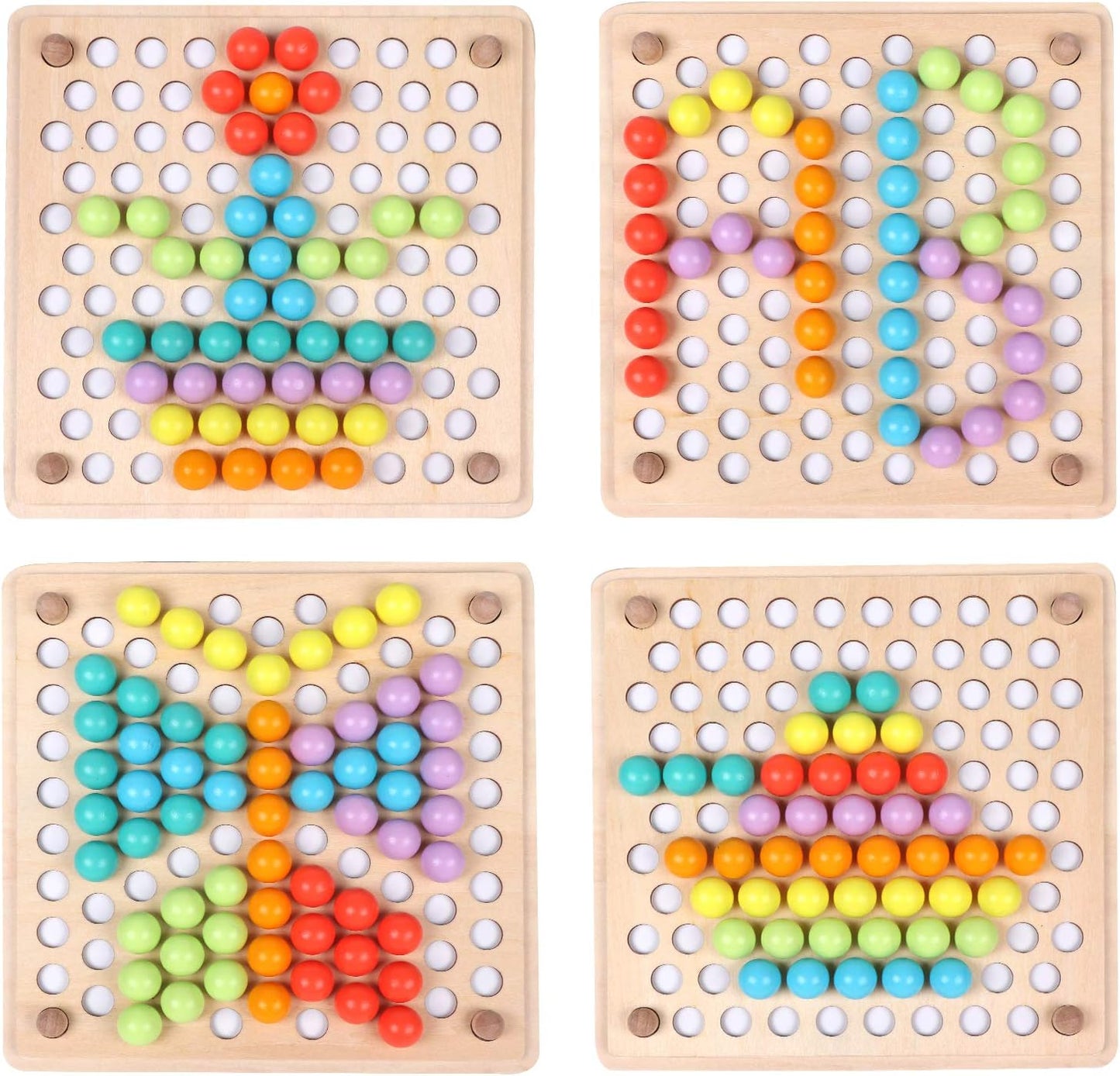 Wooden Bead Board Toy with Tweezers for Kids Learning