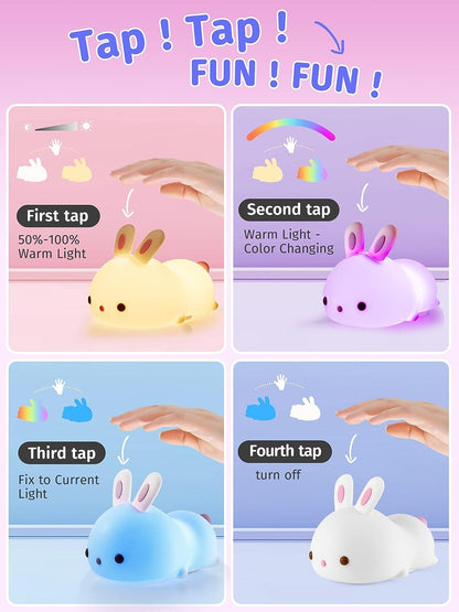 Cute Rabbit Plug in Night Light Color Changing LEDs
