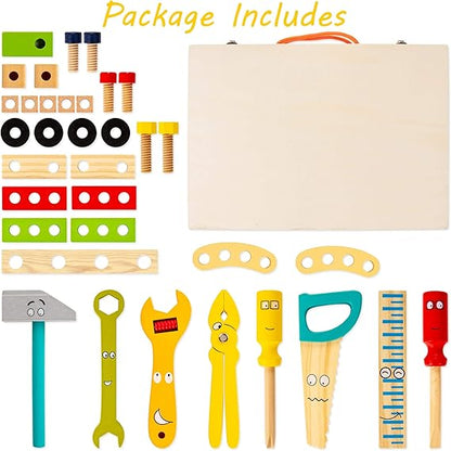 Kids Wooden Toy Toolbox Set