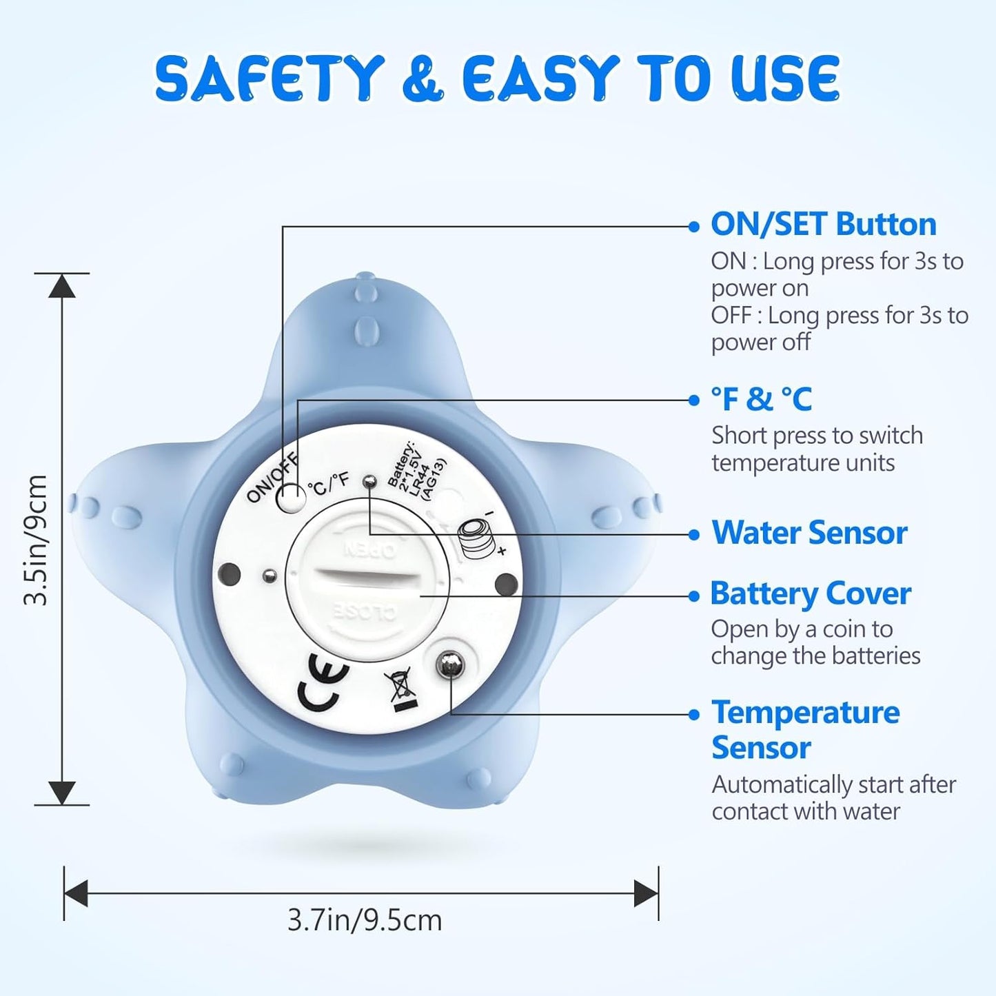 Accurate Baby Bath Digital Thermometer with Color Alert