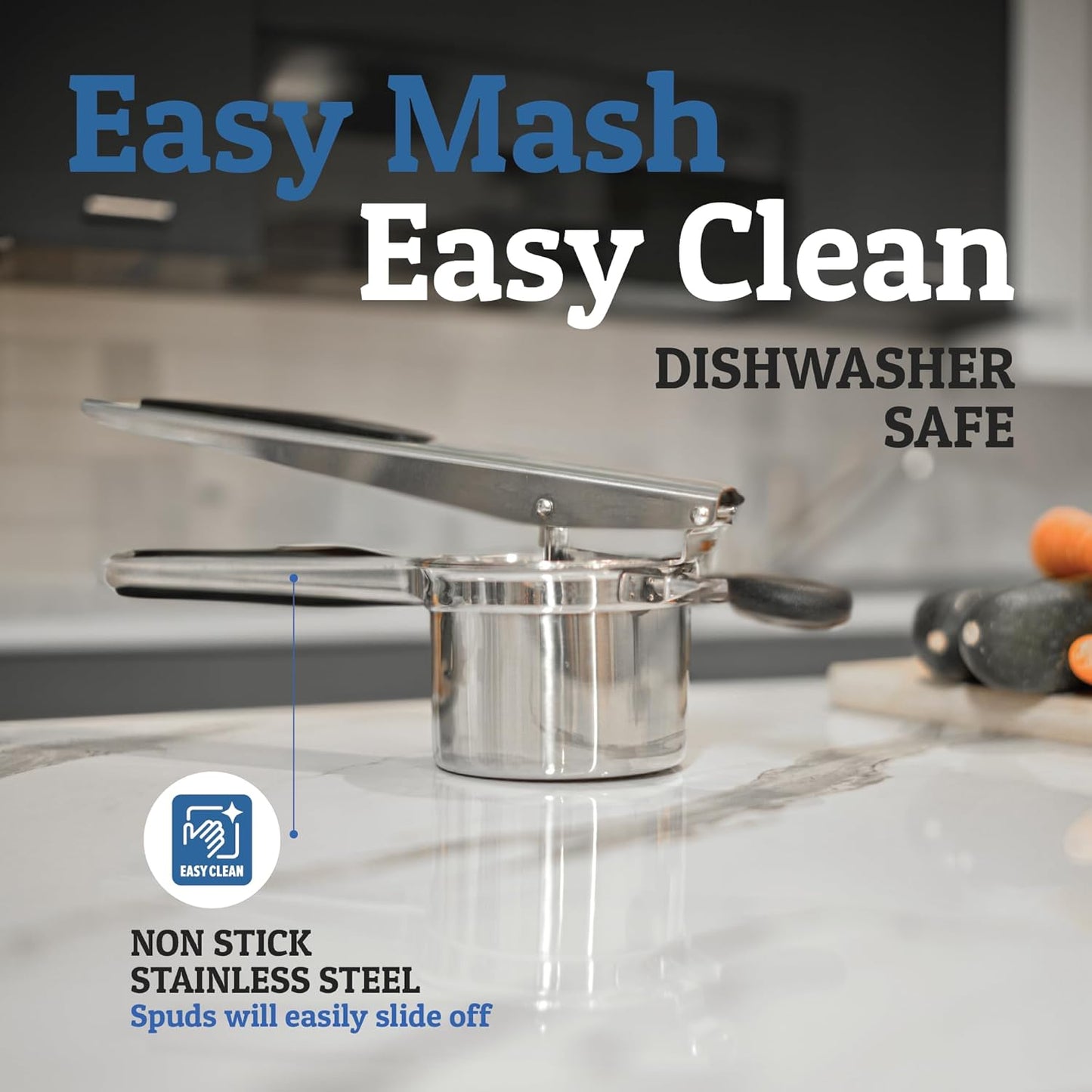 Heavy Duty Stainless Steel Masher for Potatoes and Vegetables