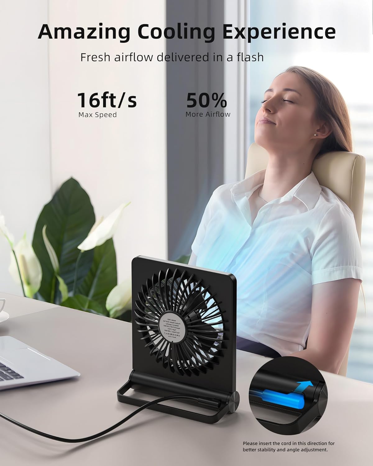 Compact Powerful Low Noise Desk Fan