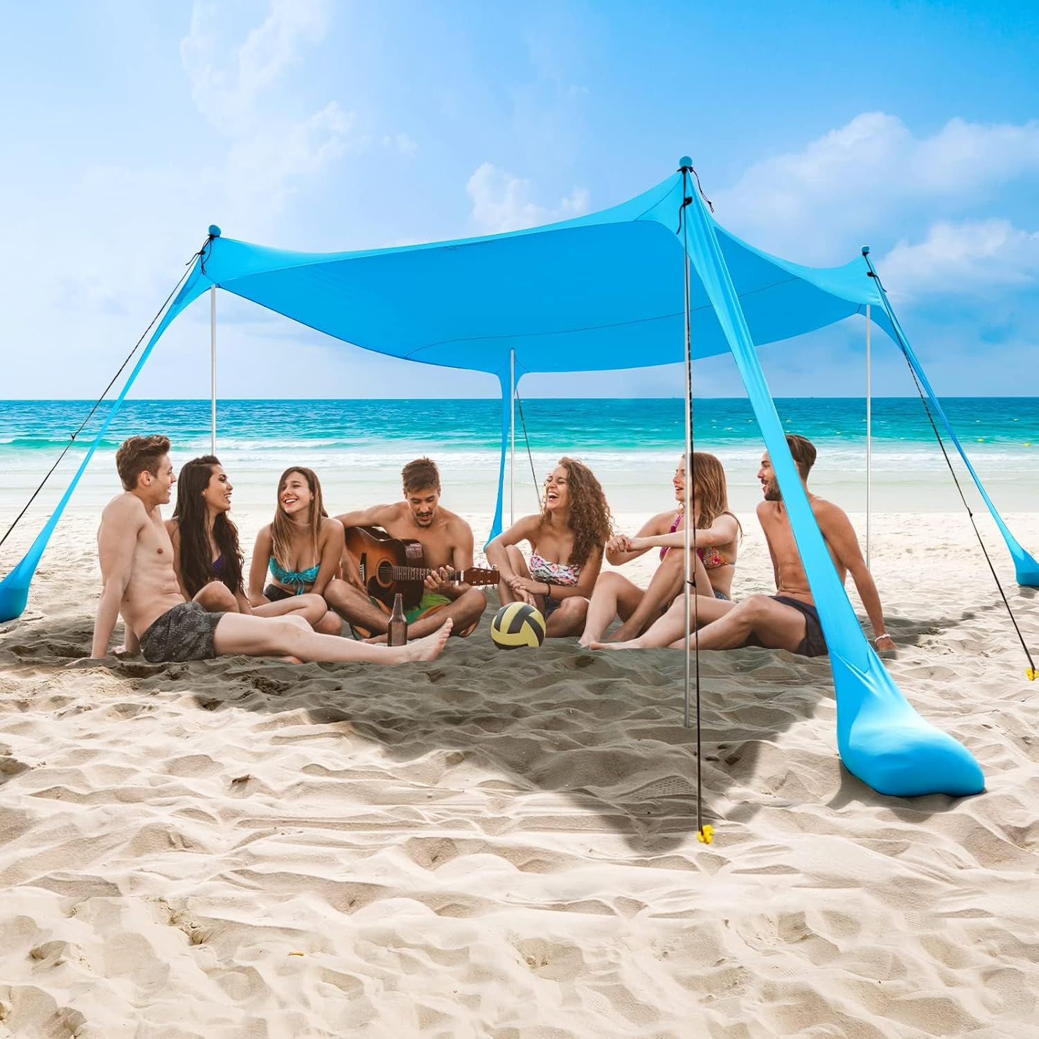 Sun Protection Large Beach Canopy with Metal Poles - Befez