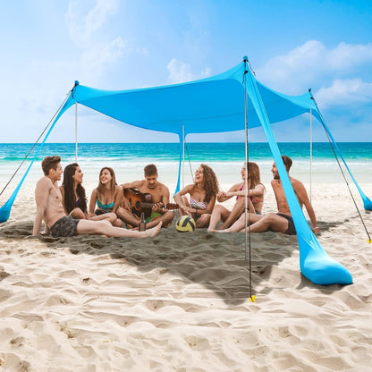 Sun Protection Large Beach Canopy with Metal Poles - Befez