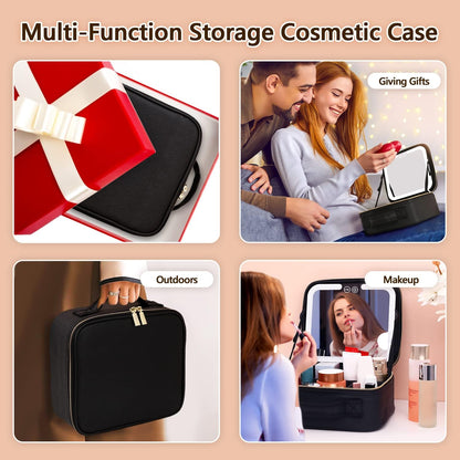Travel Makeup Case with LED Light and Mirror