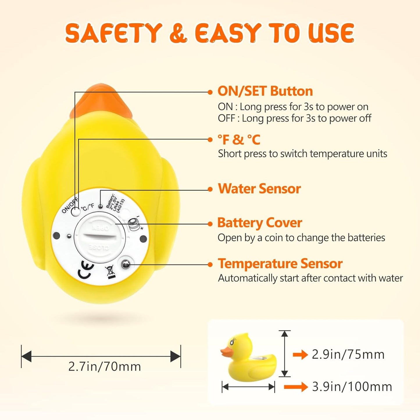 Accurate Baby Bath Digital Thermometer with Color Alert