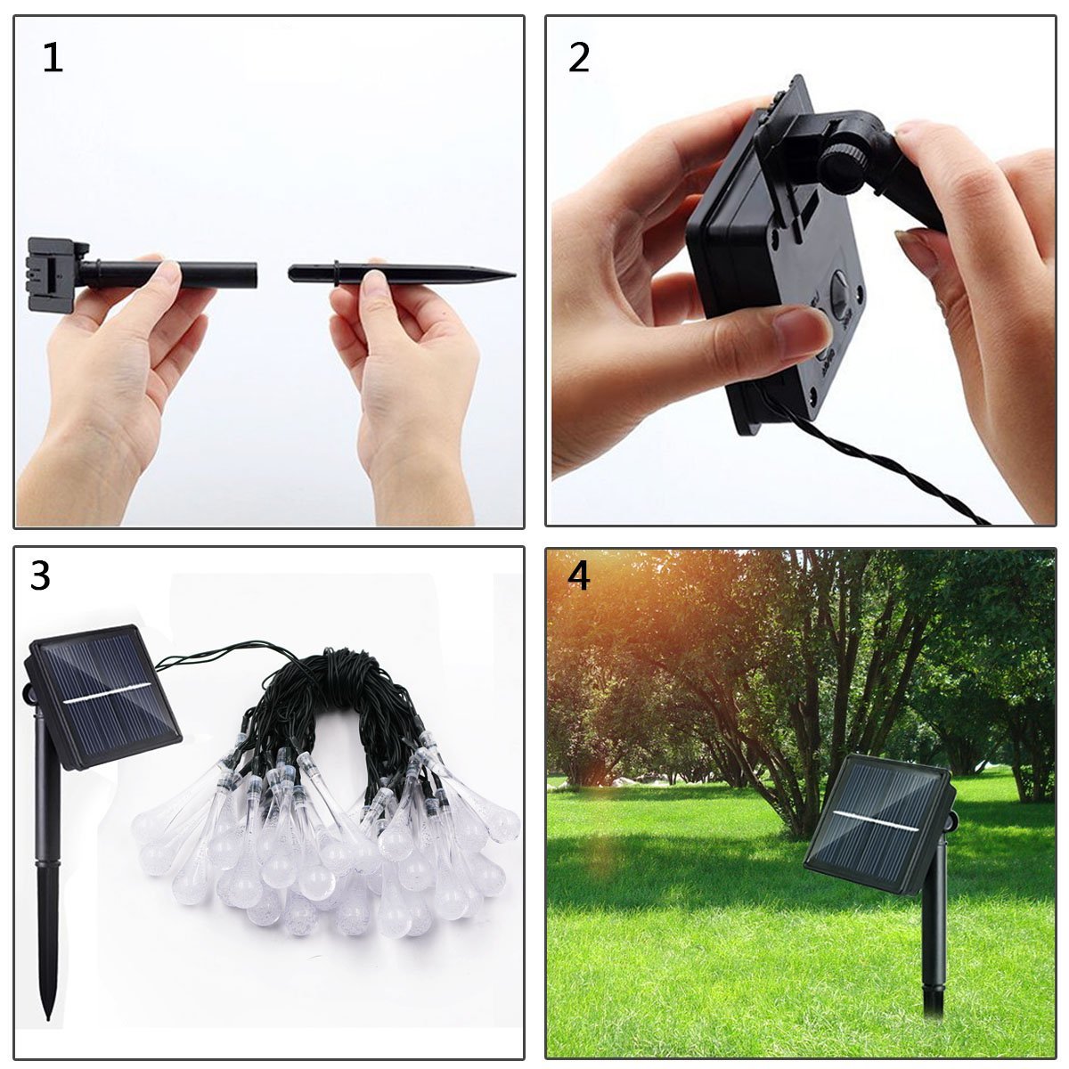 Colorful Solar Powered Water Drop Lights