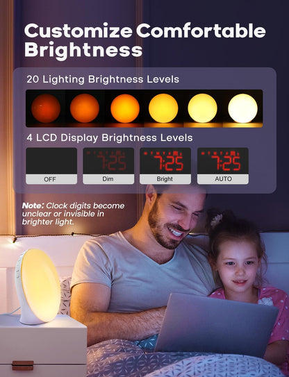 Smart Wake Up Light Alarm Clock with Sunrise Simulation