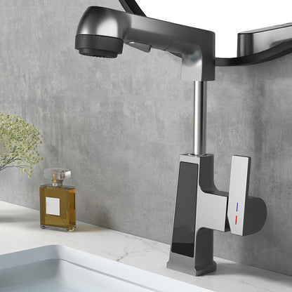 Stylish Kitchen Sink Faucet Pull Down Brass Handle