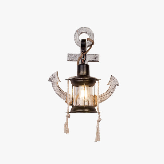 Coastal Wooden Nautical Wall Light Lantern - Befez
