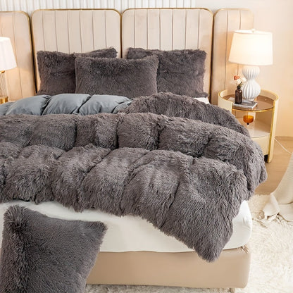 Cozy Soft Plush Duvet Cover Set with Zipper
