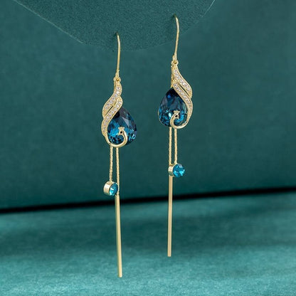 Befez | Azure Drop Crystal Bird Earrings - Befez