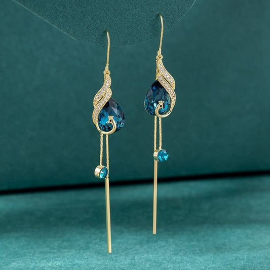 Befez | Azure Drop Crystal Bird Earrings - Befez