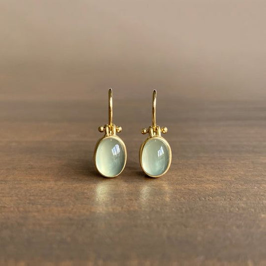 Unique Green Moonstone Drop Earrings - Befez