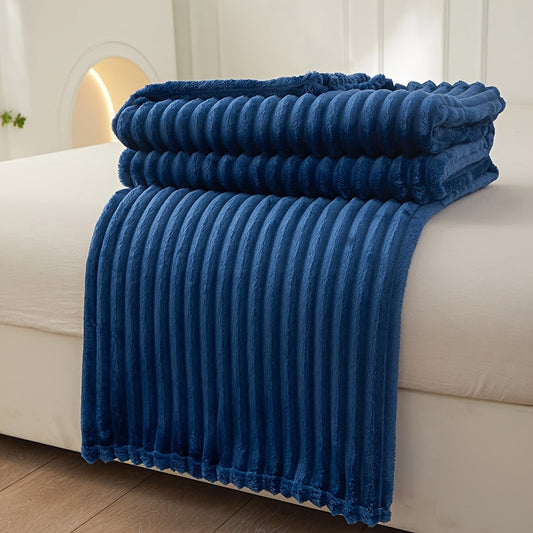 Cozy Textured Throw Blanket with Ribbed Design - Befez